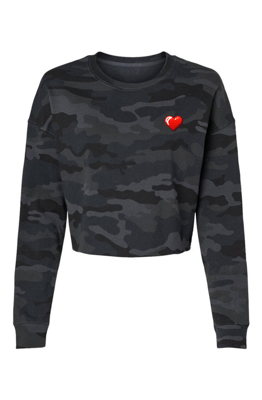 Black Camo Cropped Crew